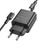 Сетевой адаптер питания BOROFONE BA72A 1USB QC 3.0 + кабель Micro (черный)