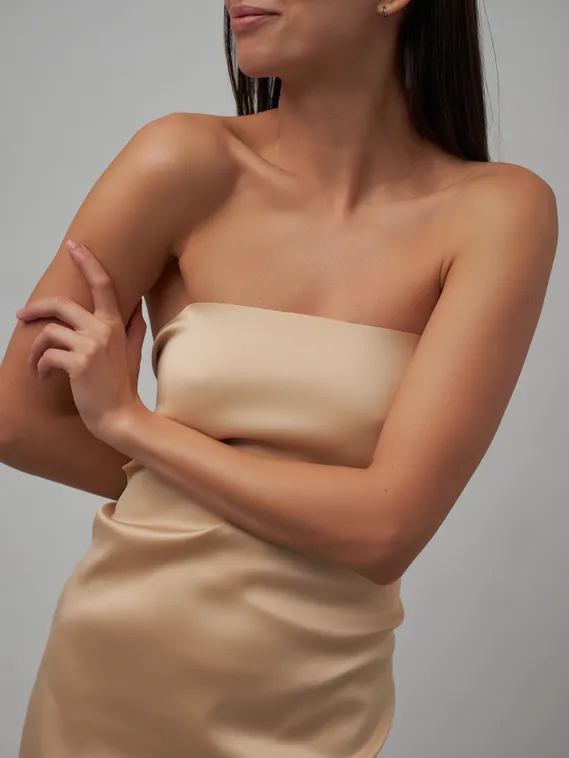 Атлас (сатин) оптом эластичный бельевой, телесный/бежевый