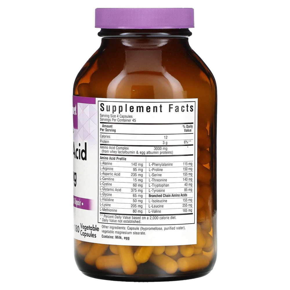 Bluebonnet Nutrition, Капсулы с аминокислотами, 750 мг, 180 растительных капсул