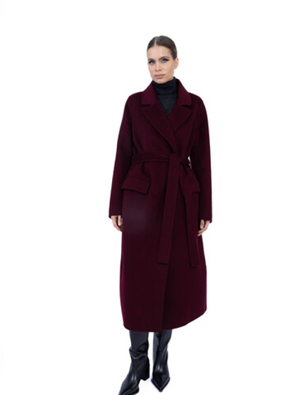 Женское кашемировое двубортное пальто с английским воротником