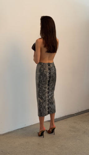 Юбка из эко кожи в змеином принте