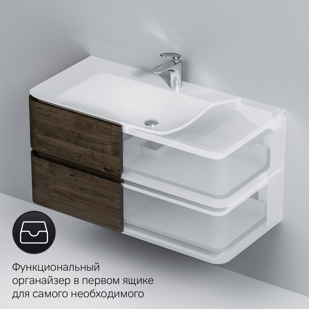 M30FHX1002TF Sensation, База под раковину, подвесная, 100 см, ящики, табачный дуб, текстурированная,