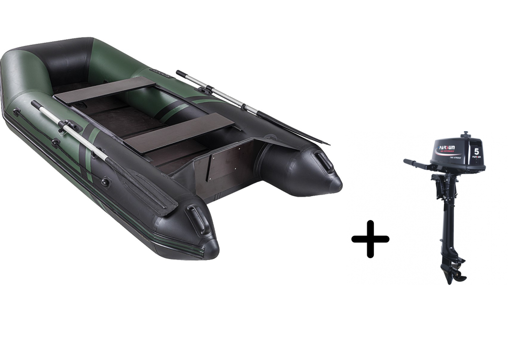Броня-280 СК зеленый-черный + PARSUN T 5.0 BMS (комплект лодка + мотор)
