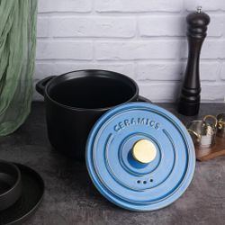 Кастрюля 6 л, 22,5/15,5*21 см с крышкой керамическая Style Buffet New Kitchen P.L. Proff Cuisine