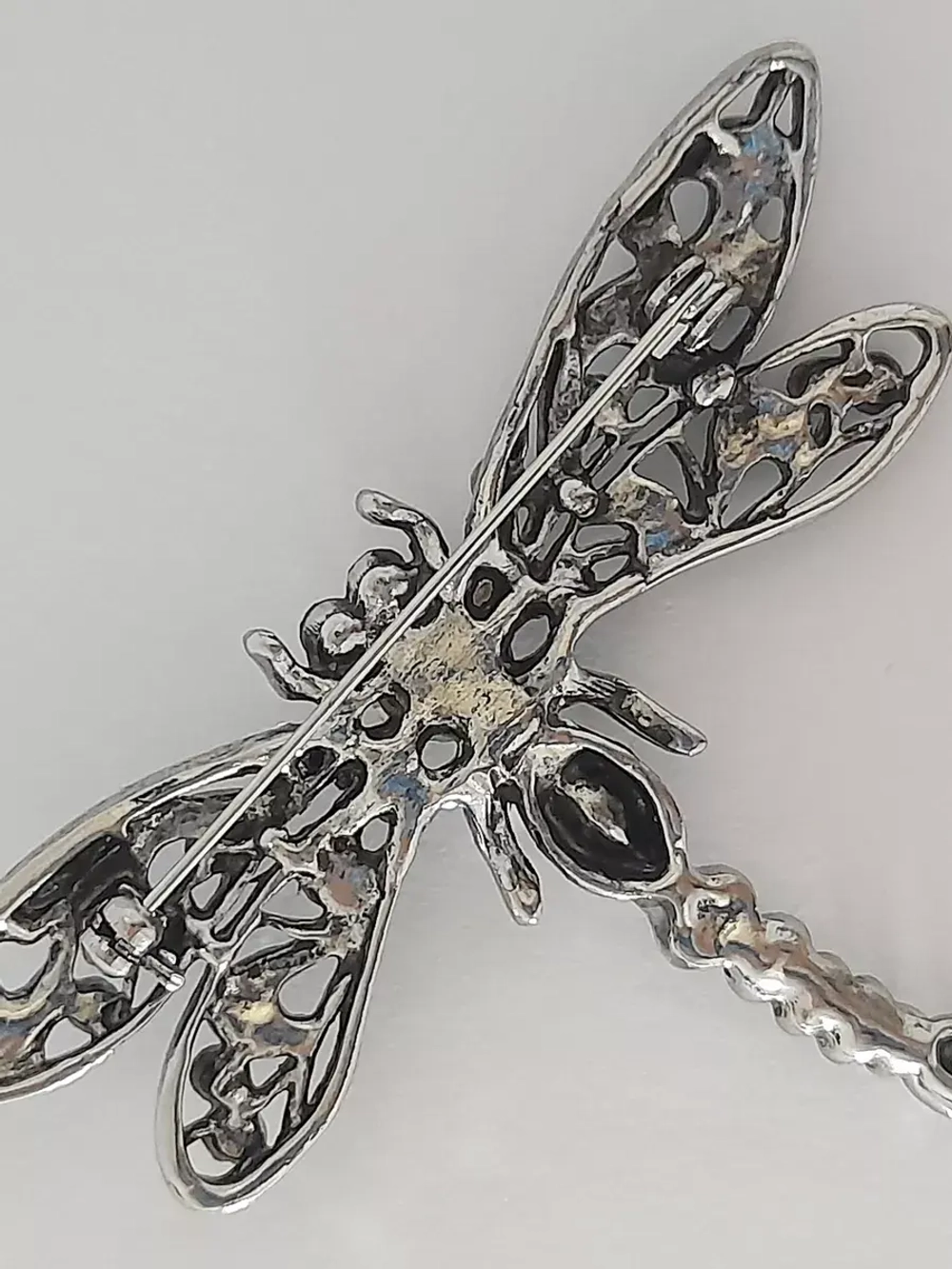 Брошь "Стрекоза античное серебро"