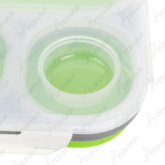 Контейнер силиконовый складной 3 отсека с ловилкой (PR-FH043) PR