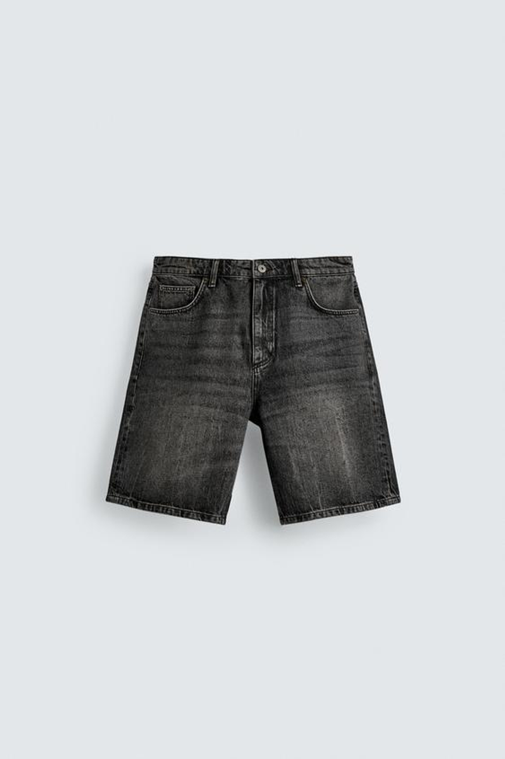 ZARA ДЖИНСОВЫЕ ШОРТЫ RELAXED FIT, ТЕМНО-СЕРЫЙ