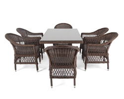 "Амароне" обеденная группа из искусственного ротанга на 6 персон, цвет коричневый
