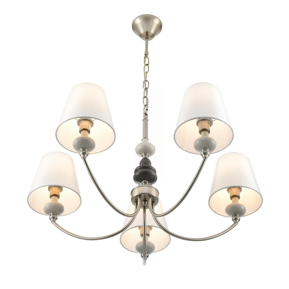 8283/5 CLASSI LN26 051 никель/белый, металл/керамика/текстиль Люстра Е14 5*40W 220V KENTUKI