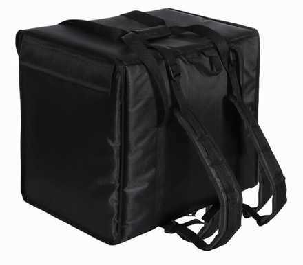 Терморюкзак 350х350х400 мм для пицц фольгированный чёрный с вентиляцией
