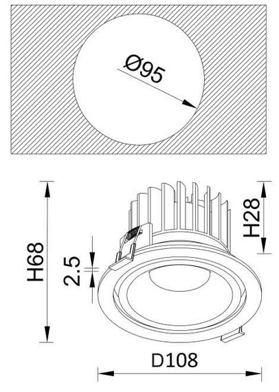 Встраиваемый светодиодный светильник Crystal Lux CLT 005C108 WH