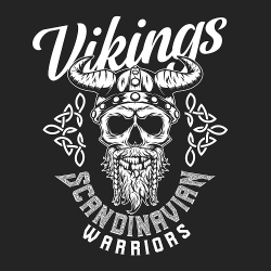 принт Vikings Scandinavian Warriors белый для черной футболки