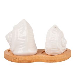 Набор для специй солонка/перечница на бамбуковой подставке "Naturel" 10,5х7х6см (подарочная упаковк