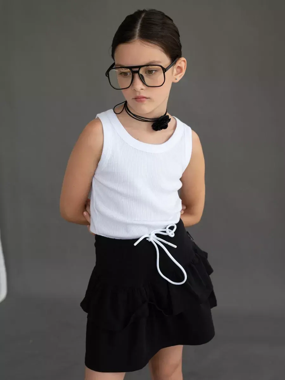 Черные юбка-шорты спортивная для девочки