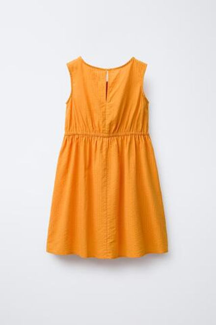 ZARA ПЛАТЬЕ ИЗ РЕЛЬЕФНОЙ ТКАНИ С ЭЛАСТИЧНЫМИ ДЕТАЛЯМИ, МАНДАРИНОВЫЙ