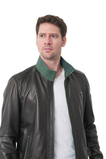 KHIMEONE Мужская кожаная демисезонная куртка (натуральная кожа, овчина)