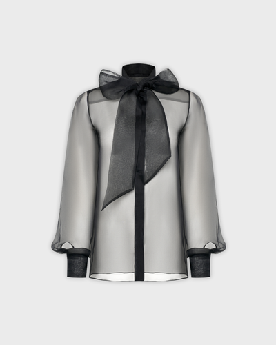Полупрозрачная блуза с бантом