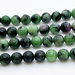 Цоизит бусины, диаметр около 5,9-6,2 мм, цена за 30 шт (1/2 нити)