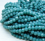 БН020НН46 Хрустальные бусины "рондель", морская волна непрозрозрачный, 4х6 мм, кол-во: 58-60 шт.