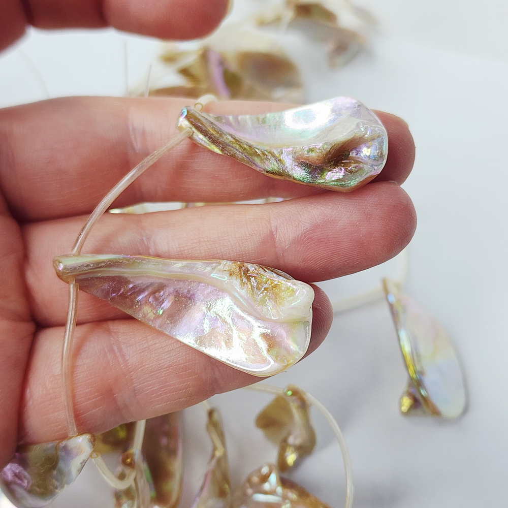 Перламутр, ракушка, подвеска с покрытием АВ, ~22/35/40мм, штучно