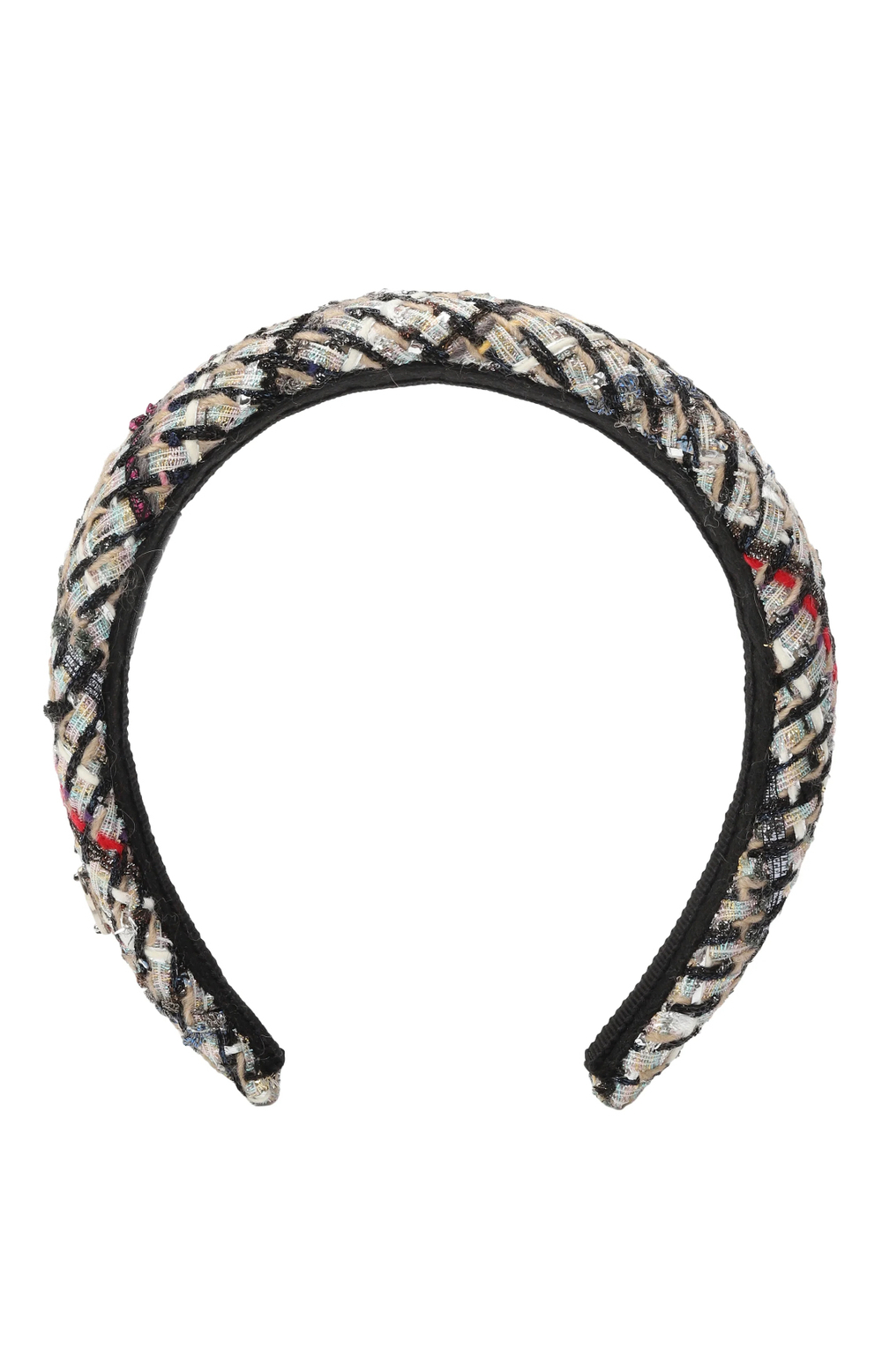 Твидовый ободок серый с цветными нитями