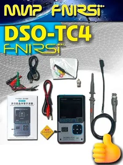 Осциллограф FNIRSI DSO-TC4 3в1 цифровой 10 МГц 48 Мвыб/с тестер транзисторов, генератор сигналов