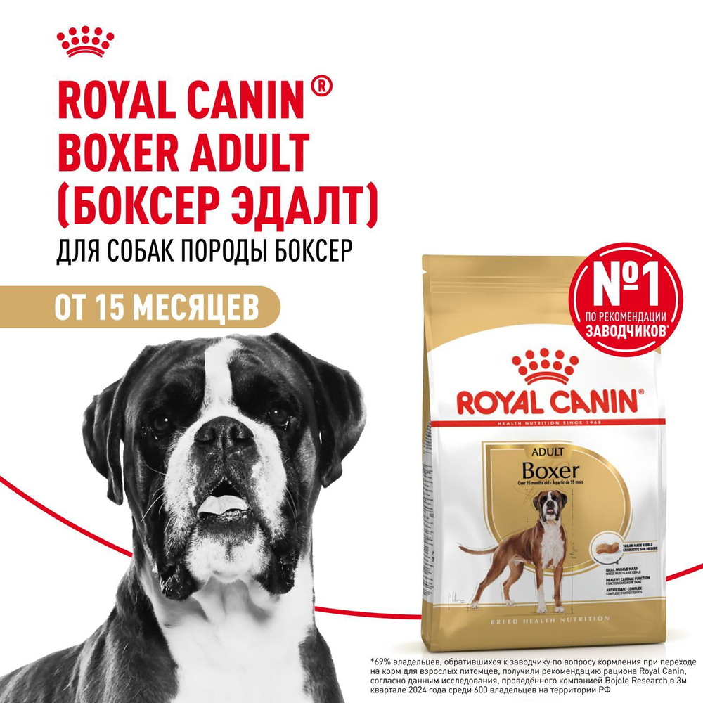 Royal Canin Boxer Adult Корм сухой для взрослых и стареющих собак породы боксер от 15 месяцев 12 кг