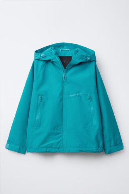 ZARA ЛЕГКАЯ КУРТКА С КАПЮШОНОМ WATER REPELLENT, БИРЮЗОВЫЙ