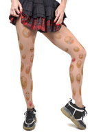 Колготки с принтом в виде цветных смайликов (Размер: S-M-L) (Цвет: бежевый)