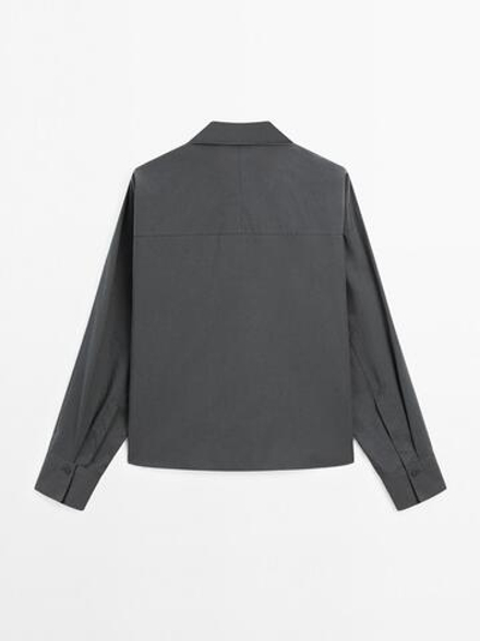 Massimo Dutti Рубашка свободного кроя из 100% хлопкового поплина, серый