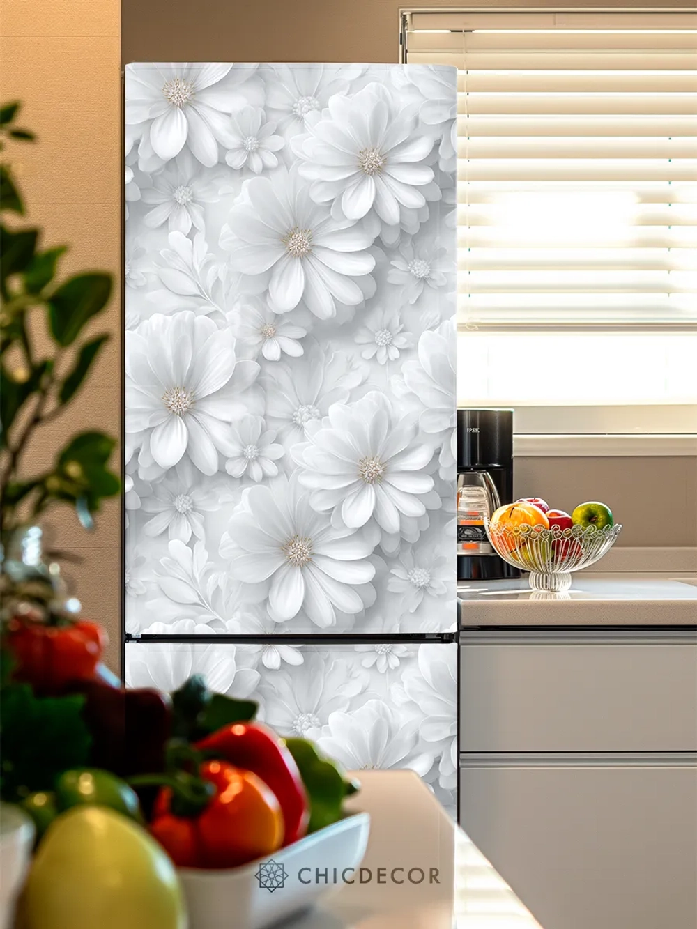 Наклейка на холодильник самоклеящаяся цыеты