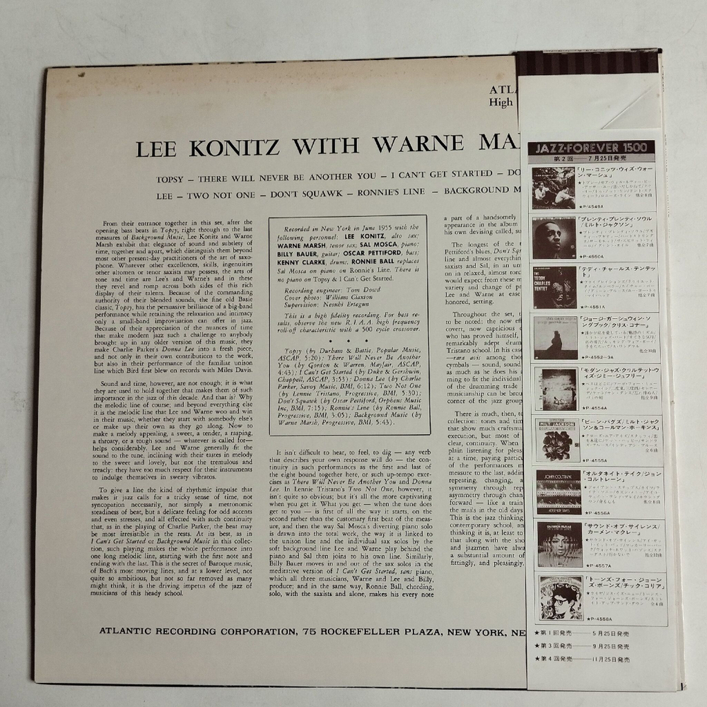 Винтажная виниловая пластинка LP Lee Konitz With Warne Marsh (Japan 1976) (Obi)