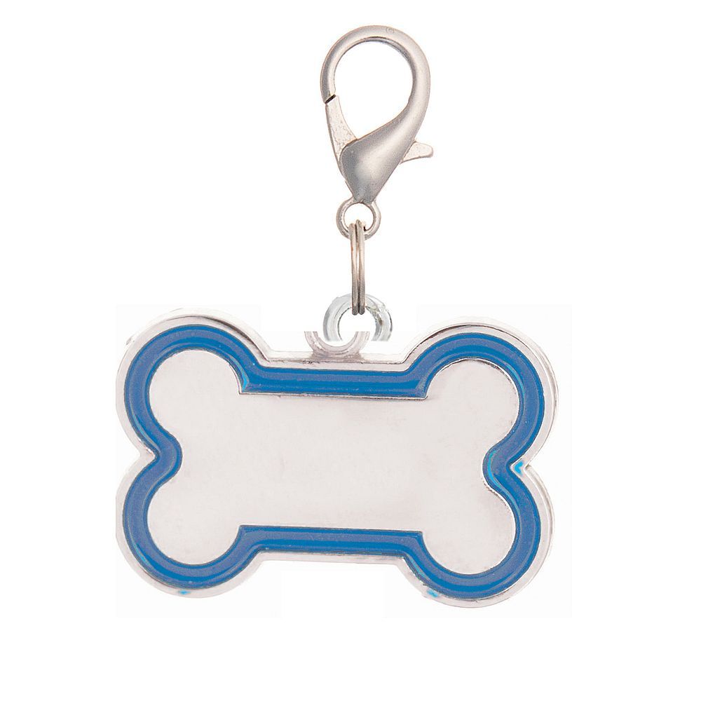 Адресник V.I.Pet Кость синяя 30х16 мм, для гравировки