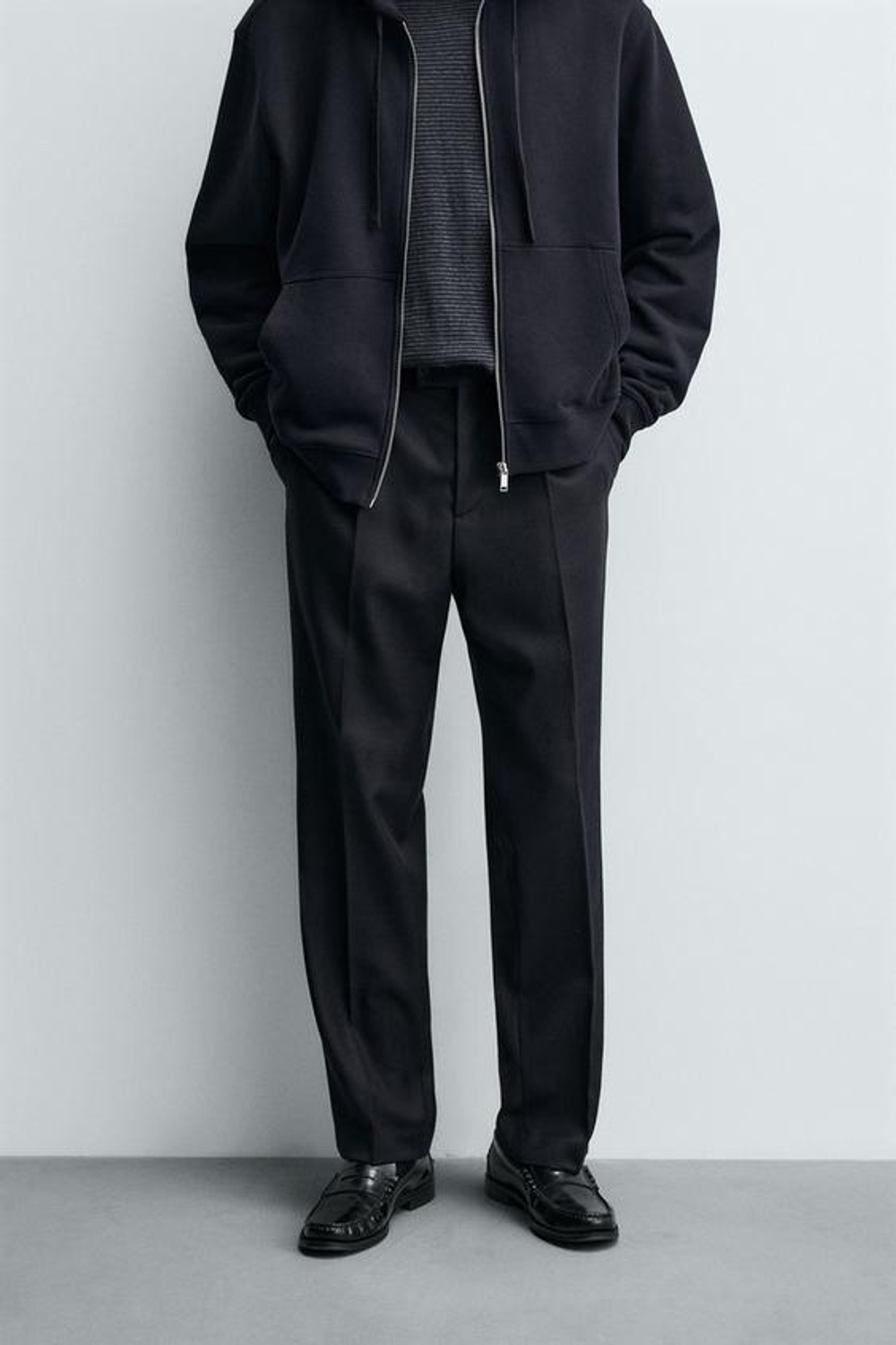 ZARA БРЮКИ ИЗ 100% ШЕРСТИ, МОРСКОЙ СИНИЙ