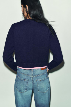 ZARА КОМБИНИРОВАННЫЙ КАРДИГАНЙ, МОРСКОЙ СИНИЙ