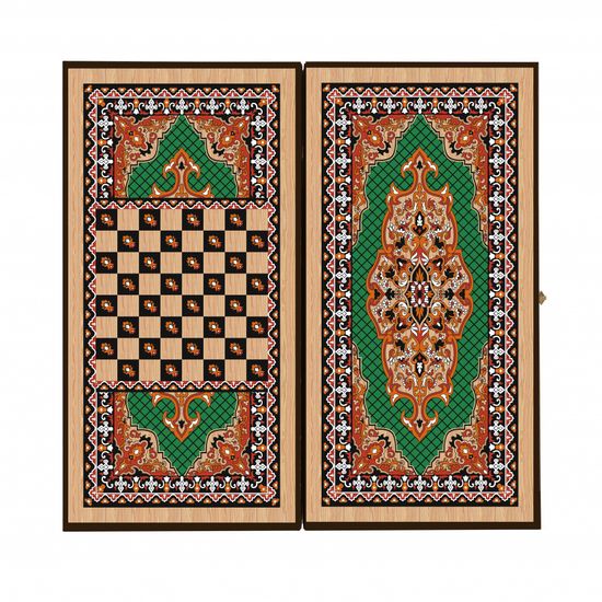 Нарды + Шашки Сирия Зеленые малые (Россия, дерево, 40 см), Partida