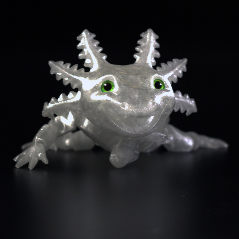 Улыбающийся Аксолотль, гибкая шарнирная игрушка-антистресс 25 см, белый