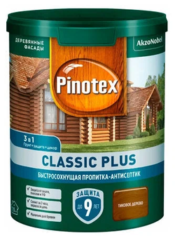 Защитная пропитка Pinotex Classic Plus 3в1 тиковое дерево (0,9л)