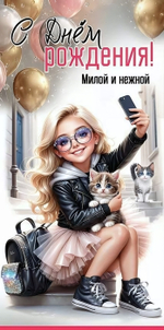 Конверт для денег "С Днём рождения! Милой и нежной" (Праздник)