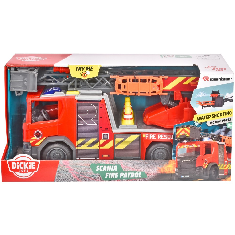 Dickie SOS - Пожарная служба с лестницей Scania Свет Звук 3716017
