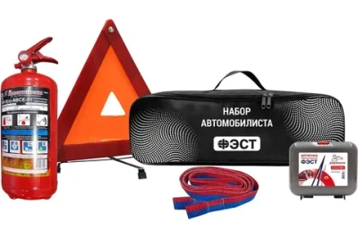 Набор автомобилиста «АВТО» (аптечка,огнетушитель,знак,трос,перчатки,сумка)