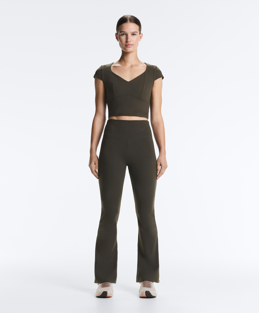 OYSHO Брюки-клеш с высокой посадкой Evermove, коричневый