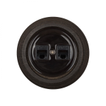 Розетка RJ45 информационная двойная, керамика, цвет черный B1-302-03