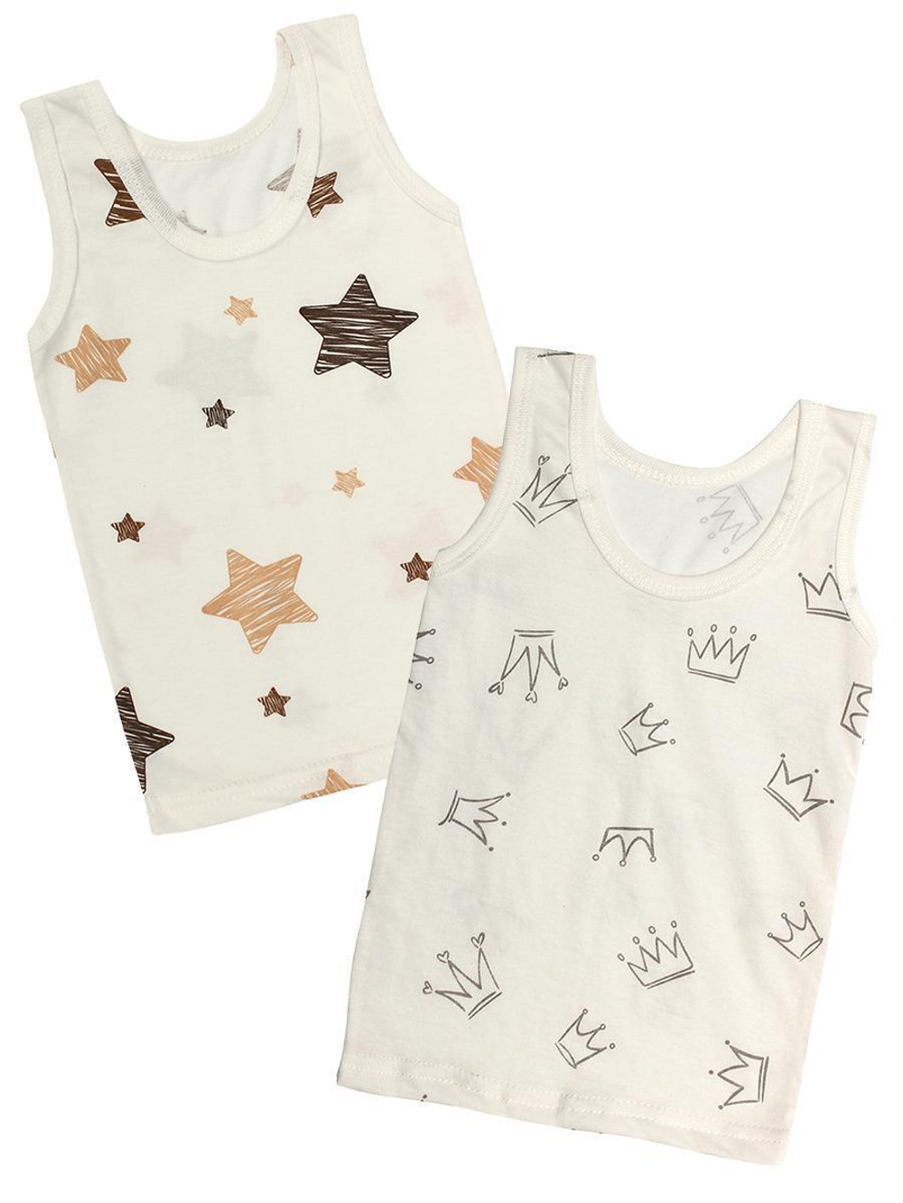 Набор маек 2шт. Короны, звездочки без рукавов, р.92, бежевый (Bloom Baby)