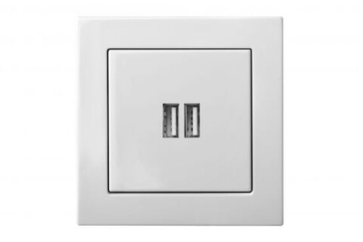 Розетка USB Двойная для Зарядки УМНАЯ 5V(3,4А) Белая LIREGUS EPSILON