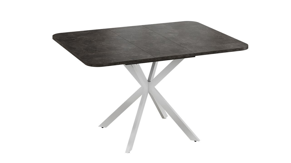 Стол кухонный обеденный раздвижной Черный муар Белый Лиссабон 100(131)х100х75 см