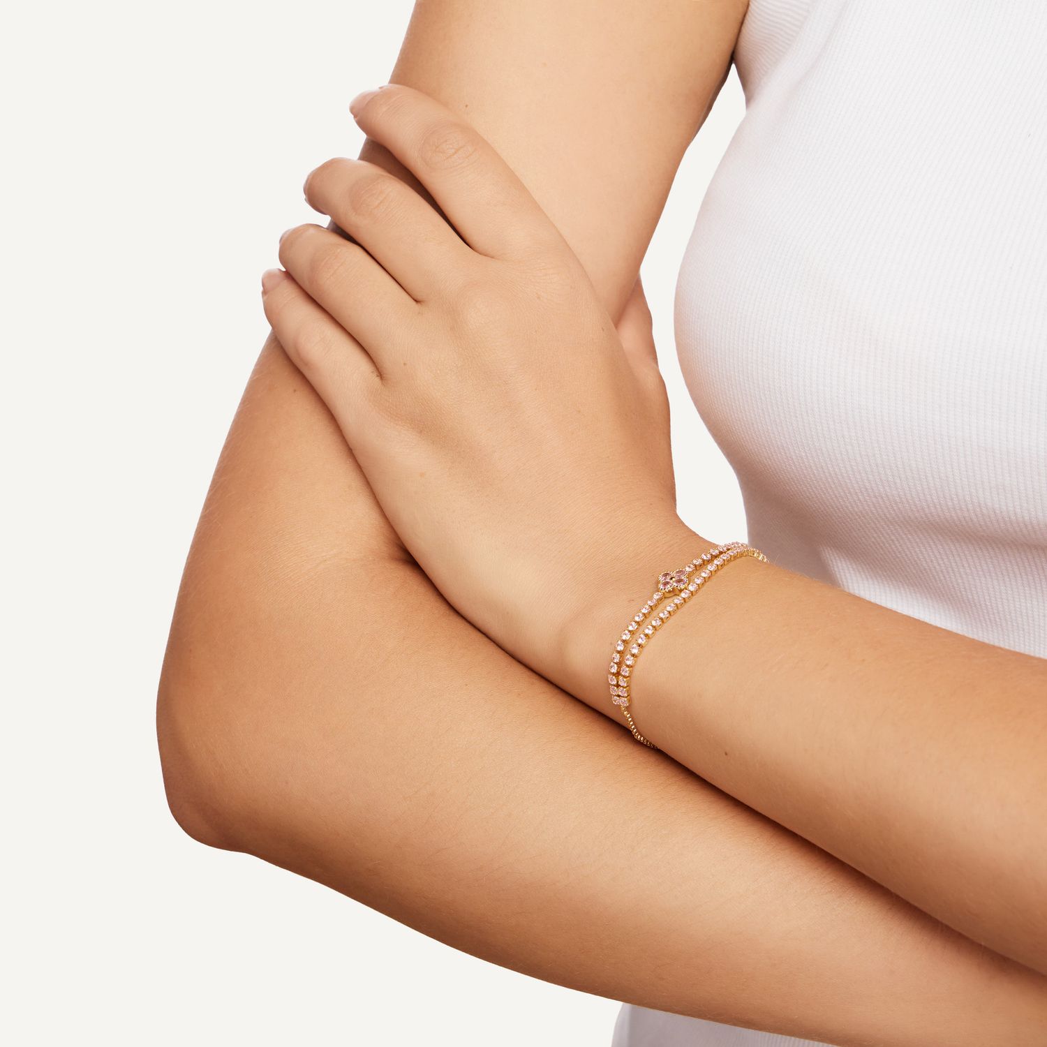 Браслет Daintith Pink Clover Bracelet - Gold