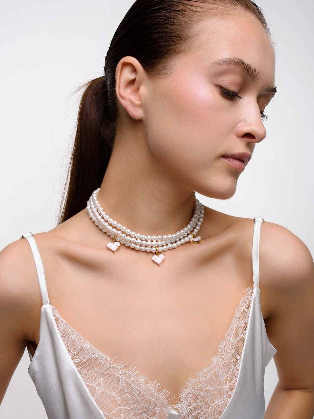 Колье "Delicacy pink soul matt" Gold