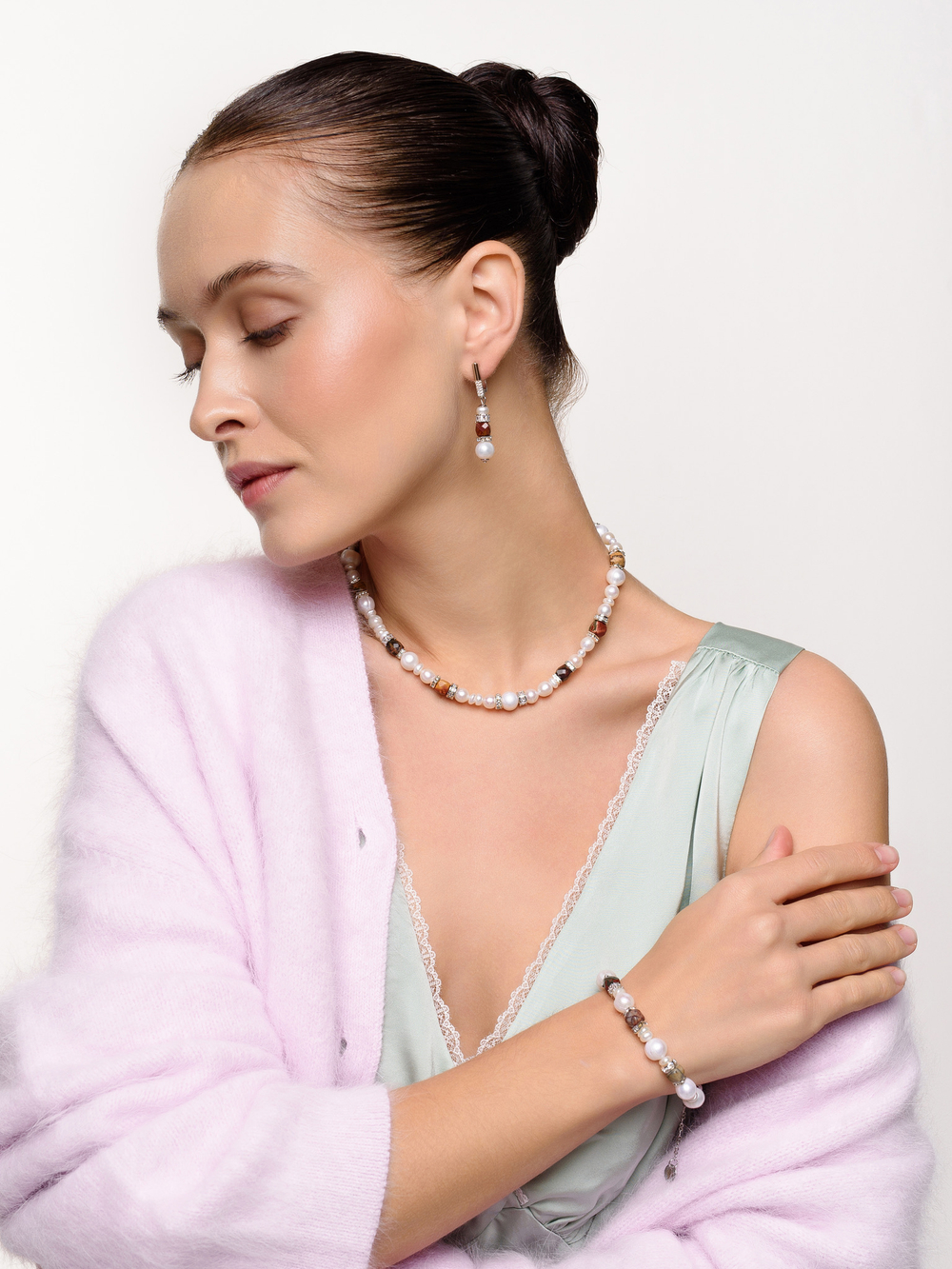 Чокер "Pearl charm" с яшмой Silver