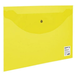 Папка-конверт с кнопкой А4, 100 л, прозрачная, желтая (STAFF)